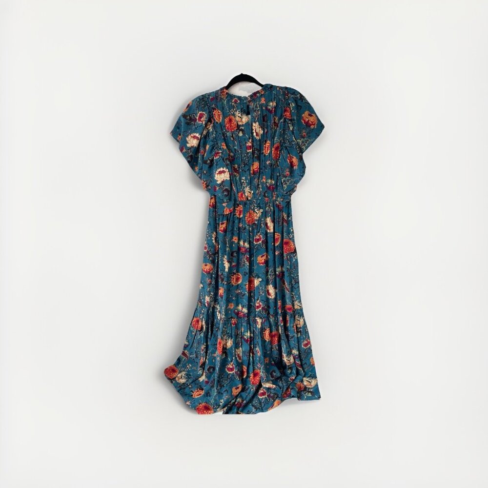 Ulla Johnson Ilaria Silk Dress Bluette Floral PF240130 NWT Size 0 Maxi Boho Tier - Picture 4 of 10